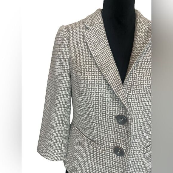THE LIMITED WOMENS 3/4 SLEEVE BUSINESS BLAZER JACKET GRAY & WHITE SIZE MEDIUM - Picture 9 of 11
